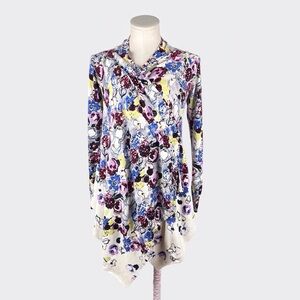 Anthropologie Guinevere Bramble Waves Floral Wrap Cardigan Sweater